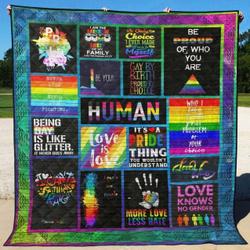Lgbt Love Knows No Gender Quilt Blanket Great Customized Blanket Gifts For Birthday Christmas Thanksgiving      and Home Decor