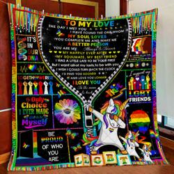 Lgbt - To My Love, I Love You To The Moon & Back Quilt Blanket and Home Decor