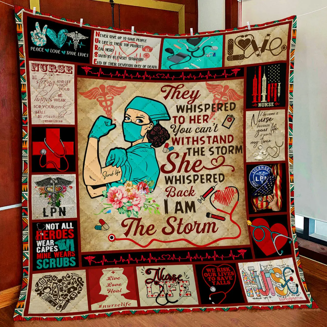 Licensed Practical Nurse, I Am The Storm Quilt Blanket and Home Decor