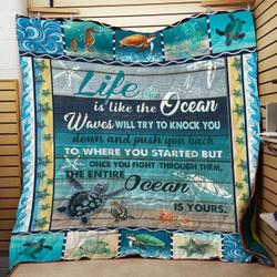 Life Is Like The Ocean Cla1010356Q Quilt Blanket and Home Decor