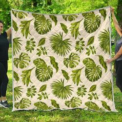 Light Tropical Leaf Cl17100359Mdq Quilt Blanket and Home Decor