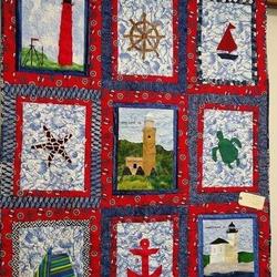 Lighthouse Anchor Turtle Sailboat Starfish Cla1910348Q Quilt Blanket and Home Decor