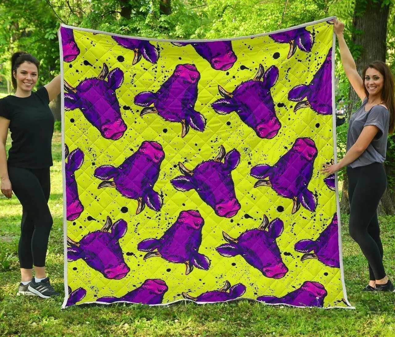 Lime Green And Purple Cow Hur Quilt Bevrni and Home Decor