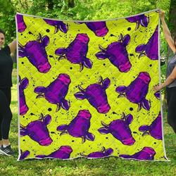 Lime Green And Purple Cow Hur Quilt Bevrni and Home Decor