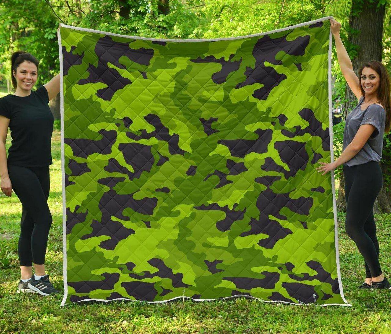 Lime Green Camouflage Cl17100361Mdq Quilt Blanket and Home Decor
