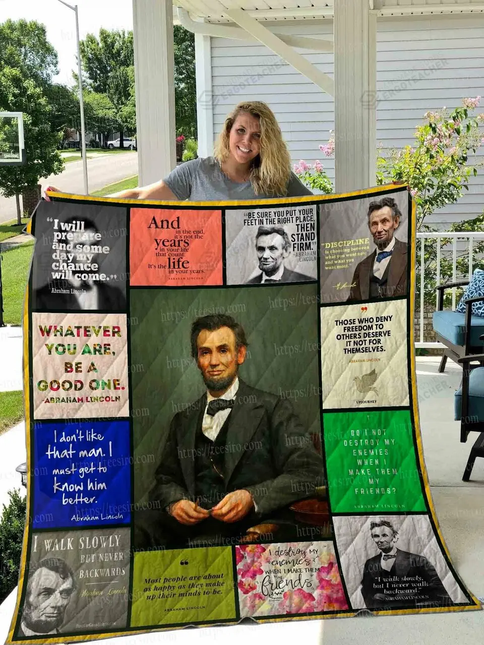 Lincoln Quotes Quilt Blanket 01 and Home Decor