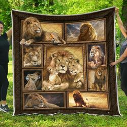 Lion Family Premium Quilt  Quilt and Home Decor