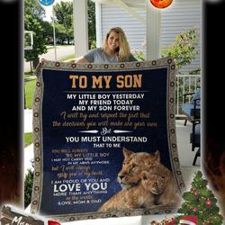 Lion To My Son Love Mom And Dad Quilt  Hothot 041120 and Home Decor