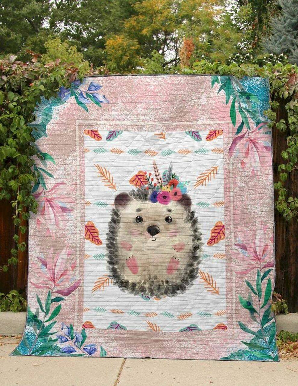 Little Cute Hedgehog Clt190662 Quilt Blanket and Home Decor