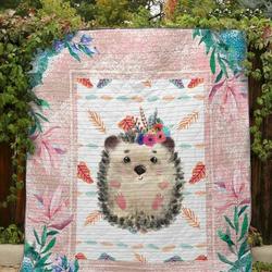 Little Cute Hedgehog Clt190662 Quilt Blanket and Home Decor