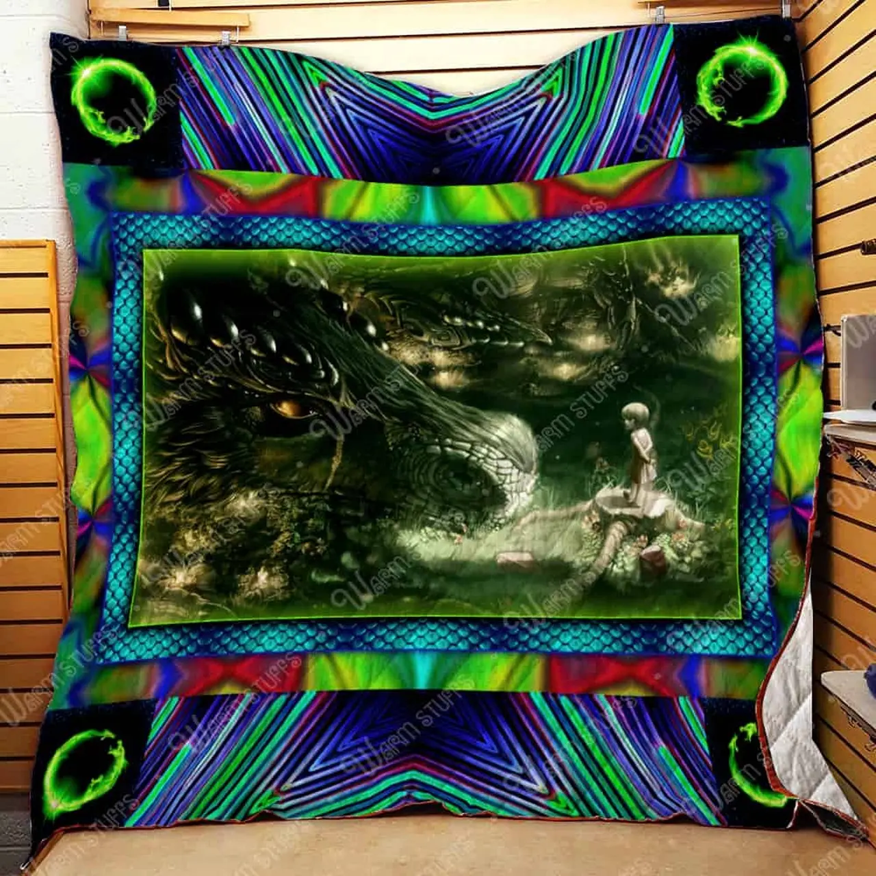 Little Girl And Dragon Quilt Q1203-03 and Home Decor