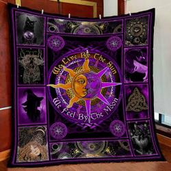 Live By The Sun Feel By The Moon Purple Quilt Blanket and Home Decor