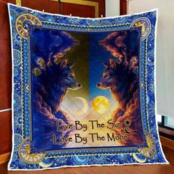 Live By The Sun Love By The Moon  Wolf Quilt Blanket and Home Decor