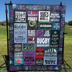 Live Love Rugby Quilt -M0208-3  Quilt and Home Decor