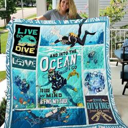 Live To Dive Blanket Kc1507 Quilt and Home Decor