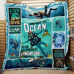 Live To Dive Scuba Diving Quilt and Home Decor
