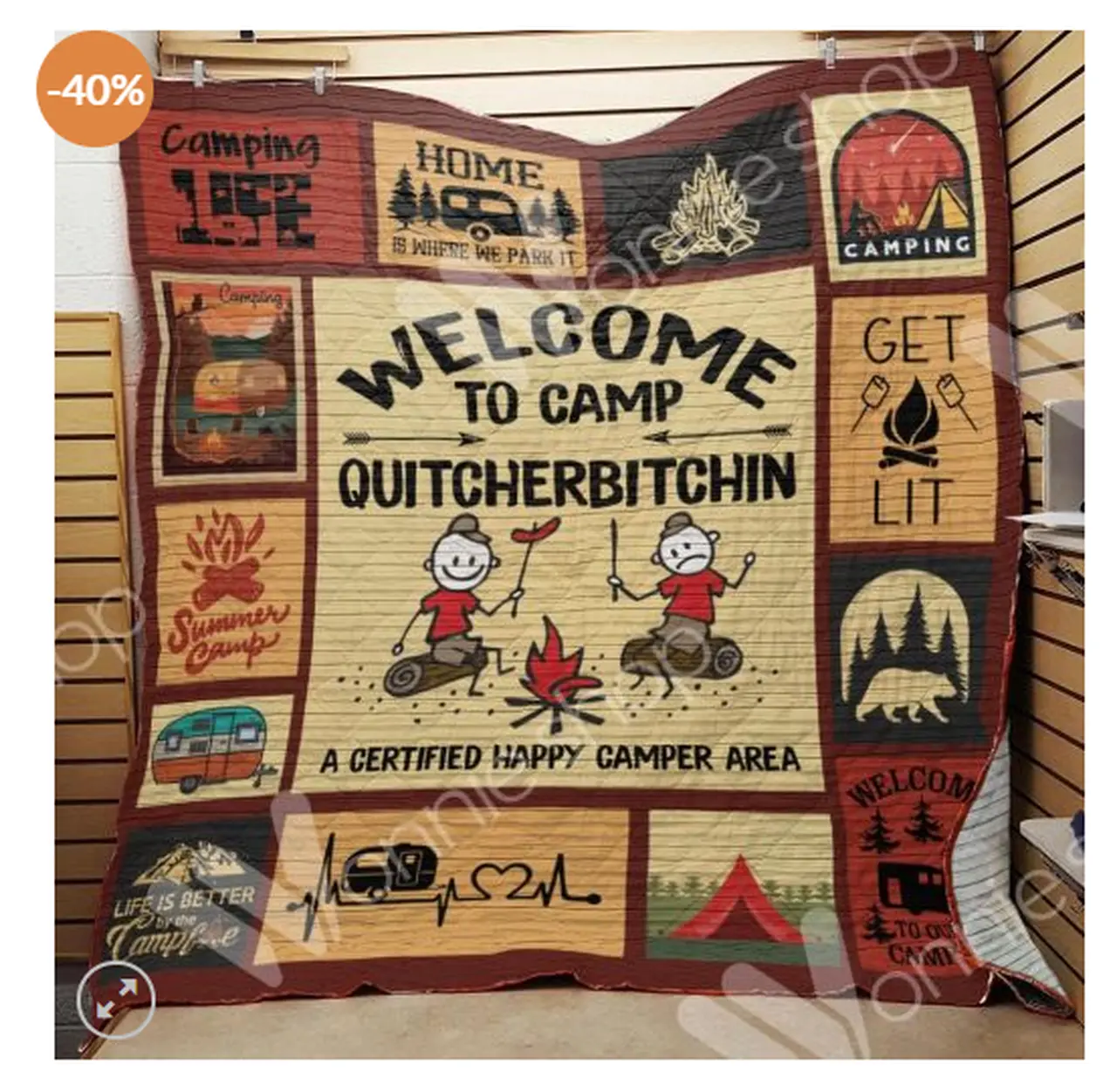 Ll Camping Quilt Blanket and Home Decor