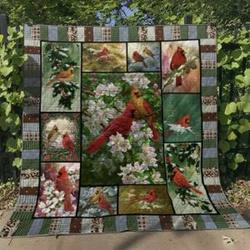 Ll  Cardinal Bird Quilt Blanket and Home Decor