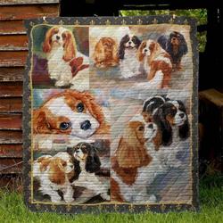 Ll  Cavalier King Charles Spaniel Dog Quilt Blanket and Home Decor