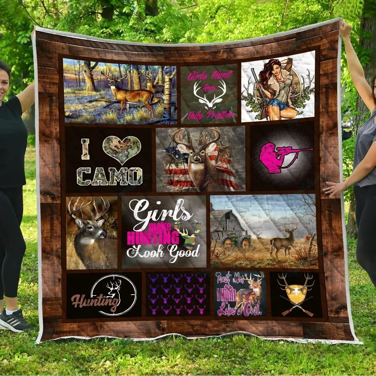 Ll Girl Hunting Quilt Blanket and Home Decor