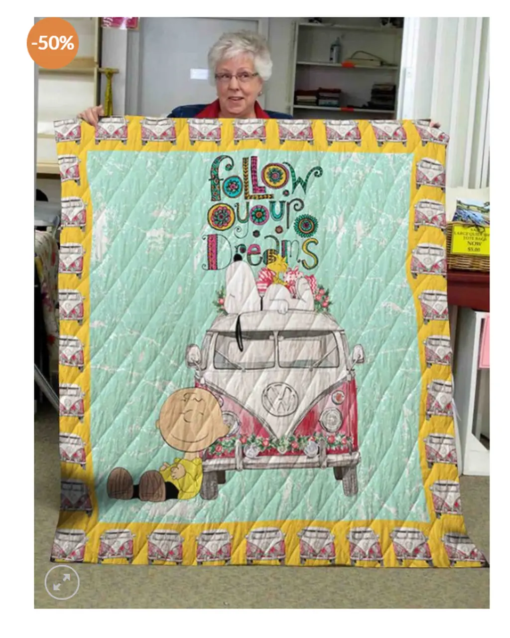 Ll Hippie Bus Quilt Blanket and Home Decor