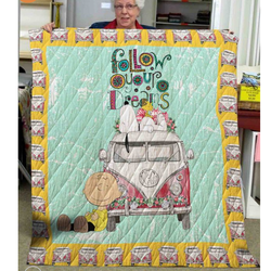 Ll Hippie Bus Quilt Blanket and Home Decor