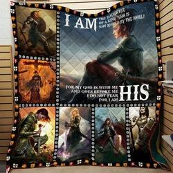 Ll  I Am The Daughter Of The King Knight Quilt Blanket and Home Decor