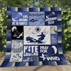 Ll Kitesurfing Quilt Blanket and Home Decor