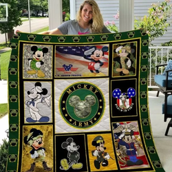 Ll Mickey Army Military Quilt Blanket and Home Decor