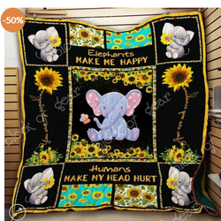 Ll Sunflower Elephant Quilt Blanket and Home Decor