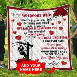 Ll To My Gorgeous Wife Quilt Blanket and Home Decor
