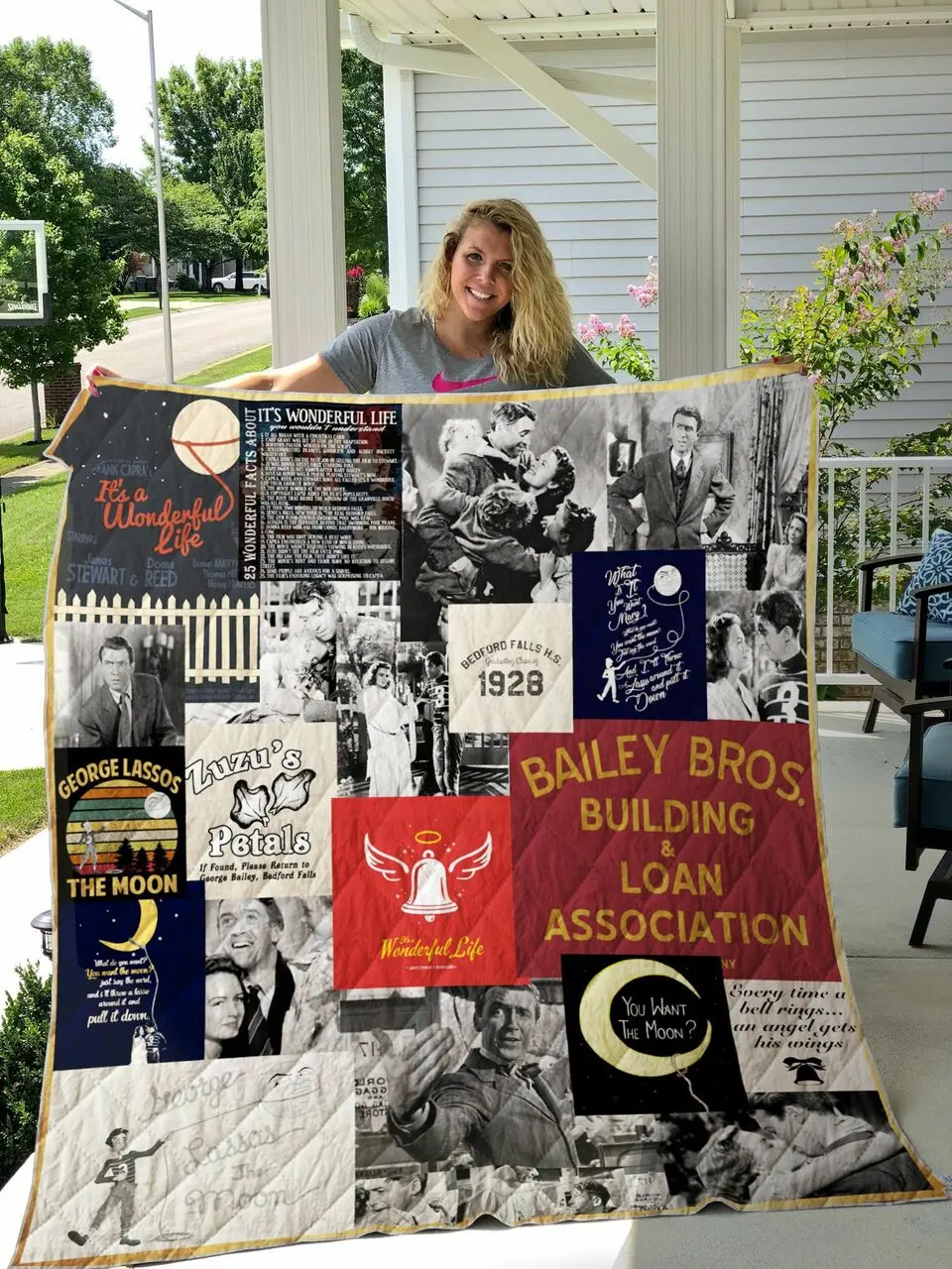 Lm-ItS A Wonderful Life Quilt Blanket and Home Decor
