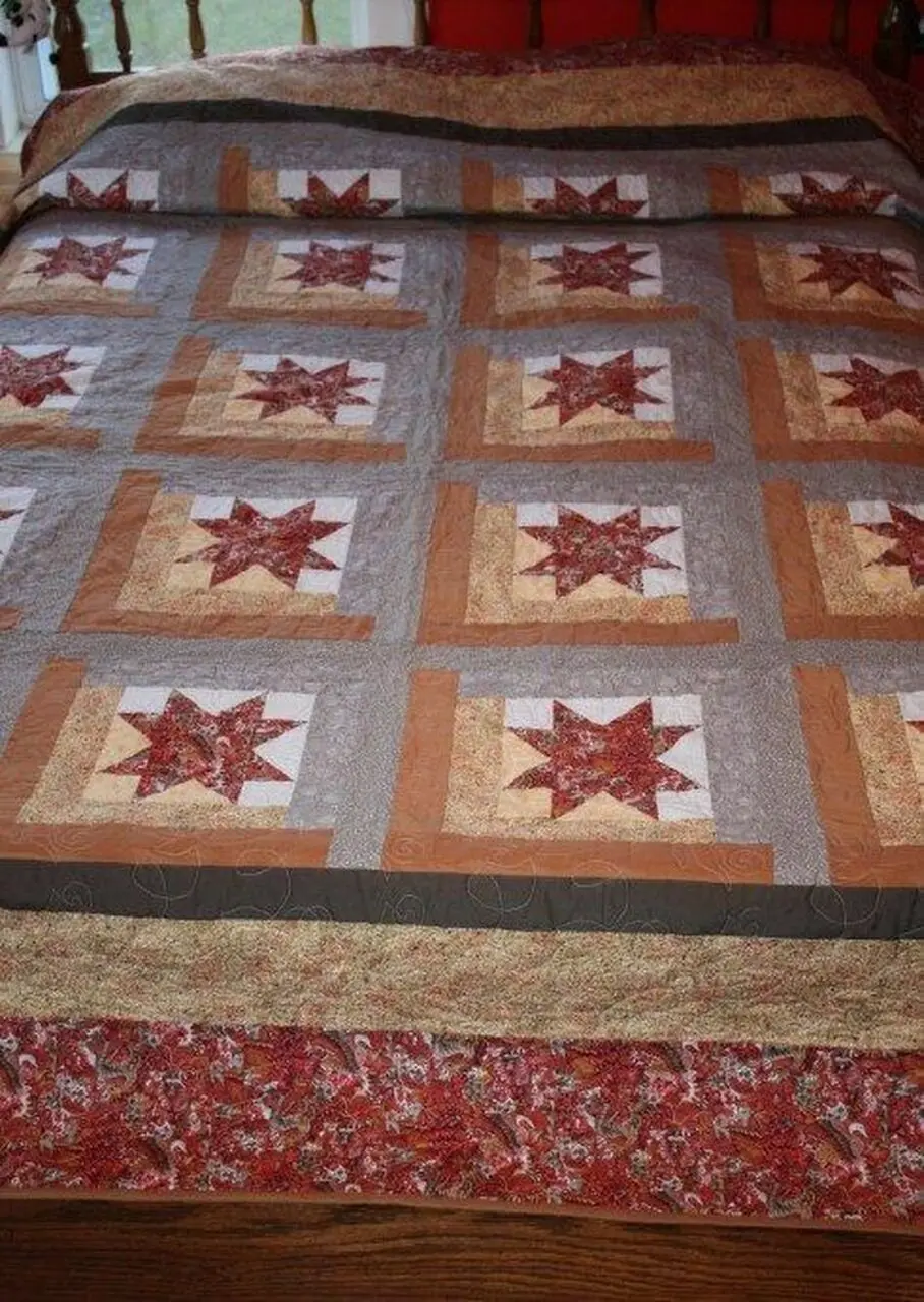 Log Cabin Star Hur Quilt to and Home Decor