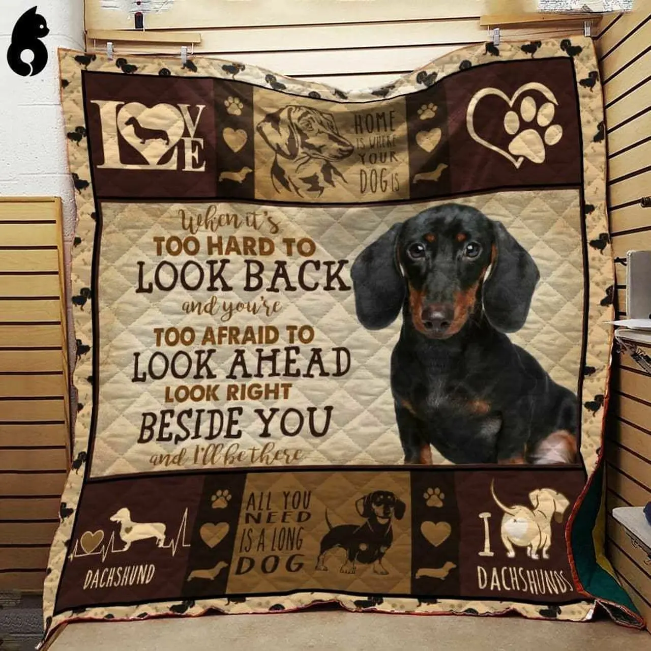 Look Back Look Ahead Dachshund Quilt Blanket Dhc191209Vt and Home Decor