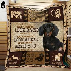 Look Back Look Ahead Dachshund Quilt Blanket Dhc191209Vt and Home Decor