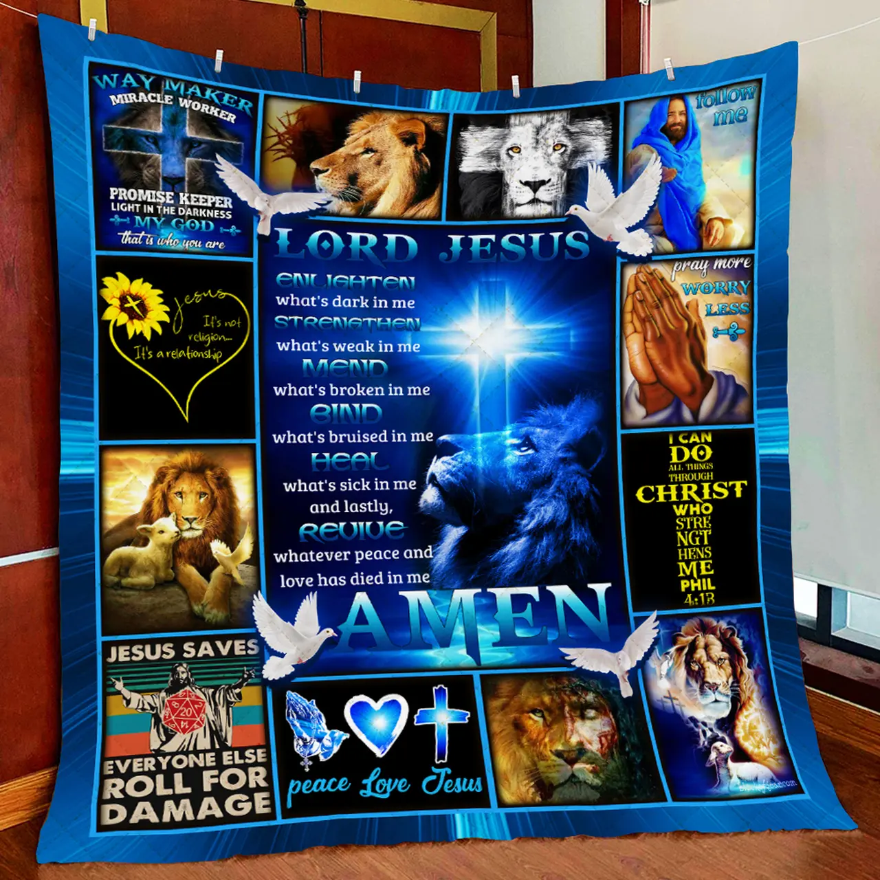 Lord Jesus Quilt Blanket and Home Decor
