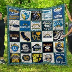 Los Angeles Chargers Quilt Blanket Fan Made and Home Decor