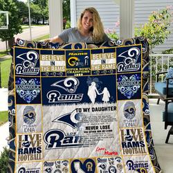 Los Angeles Rams - To My Daughter - Love Mom Quilt and Home Decor