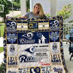 Los Angeles Rams - To My Grandson - Love Grandmom Quilt and Home Decor