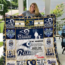 Los Angeles Rams - To My Grandson - Love Grandpa Quilt and Home Decor