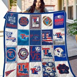 Louisiana Tech Bulldogs Football Quilt Blanket Fan Made and Home Decor