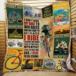 Love Cycling Quilt Blanket and Home Decor