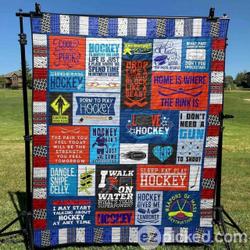 Love Hockey Hur Quilt bl and Home Decor