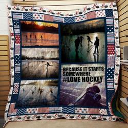 Love Hockey Quilt and Home Decor