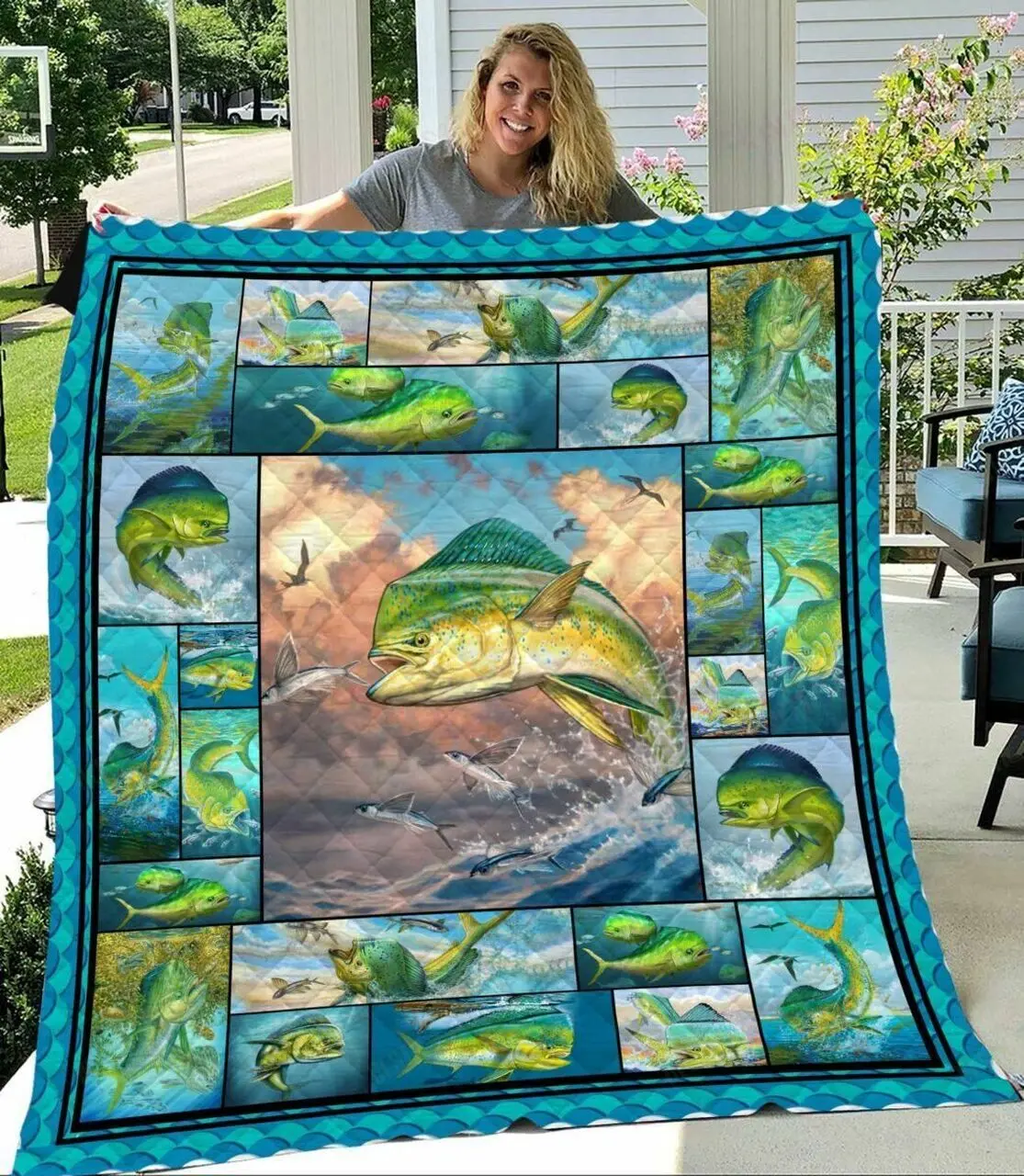 Love Mahi Mahi Fishing Like Quilt Blanket and Home Decor