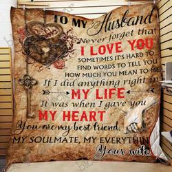 Love Message For My Dear Husband Cl19100529Mdq Quilt Blanket and Home Decor