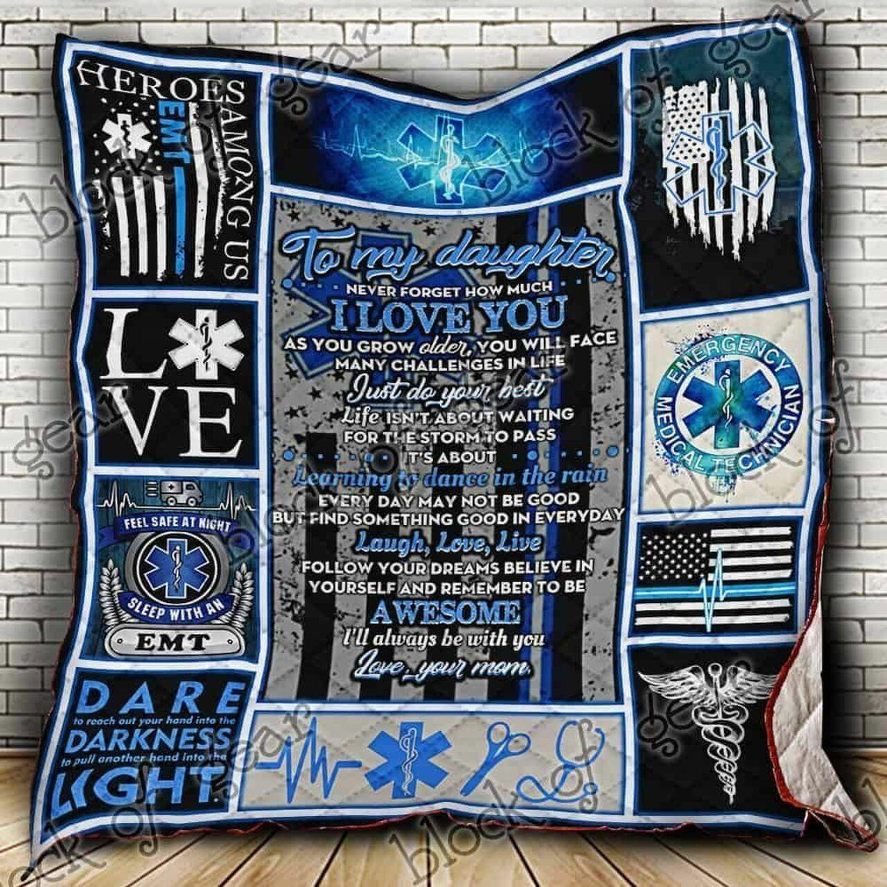 Love My Emt Daughter Hur Quilt gf and Home Decor