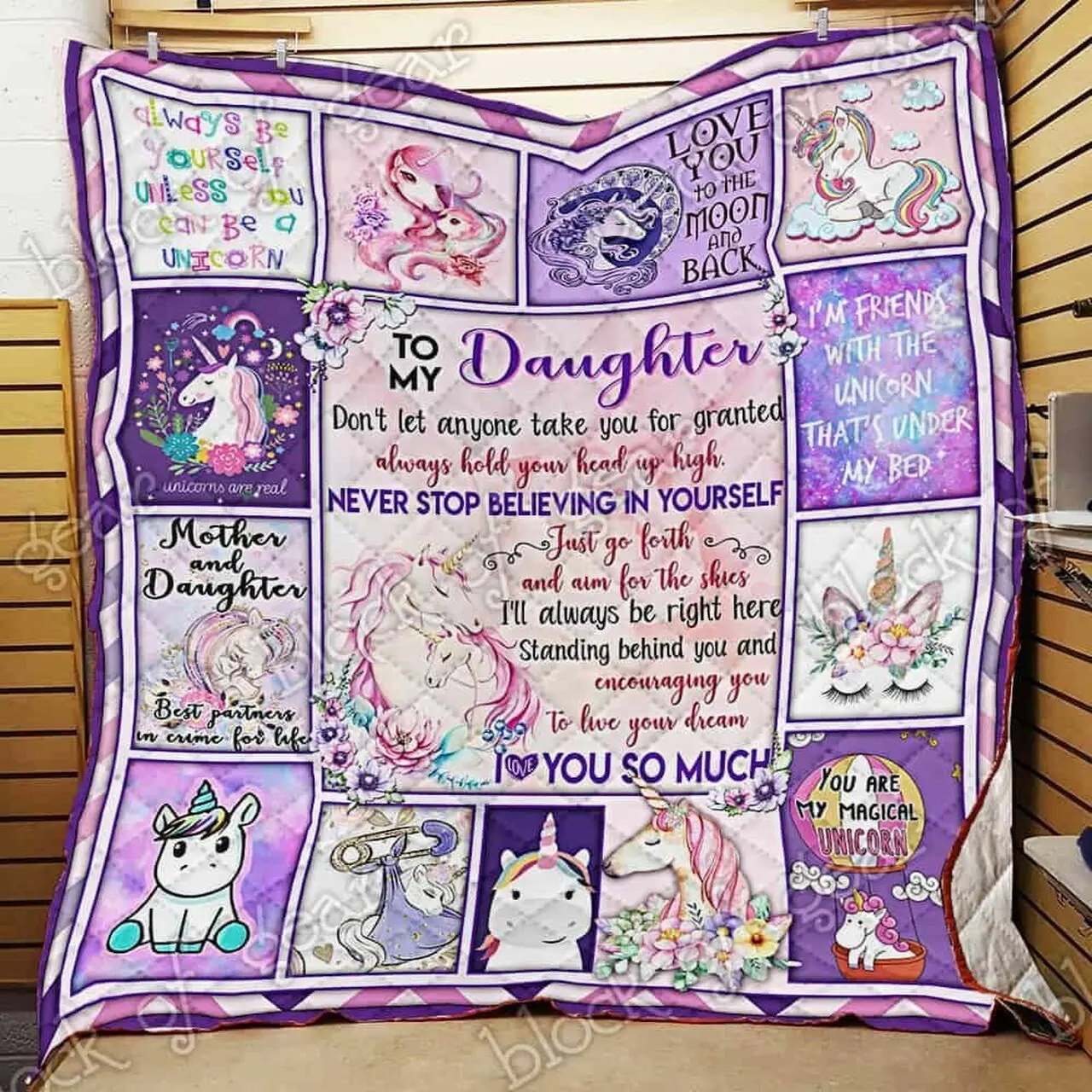 Love My Unicorn Daughter Mom Cl18100422Mdq Quilt Blanket and Home Decor