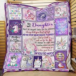 Love My Unicorn Daughter Mom Cl18100422Mdq Quilt Blanket and Home Decor
