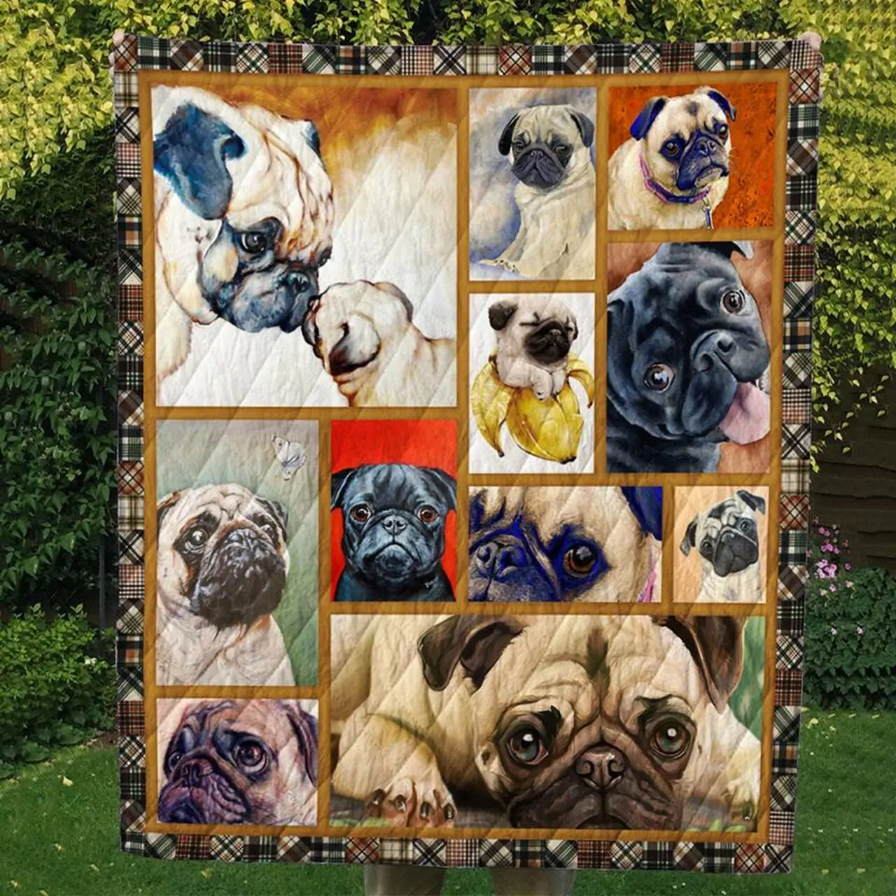Love Pug Quilt All Over Printed and Home Decor